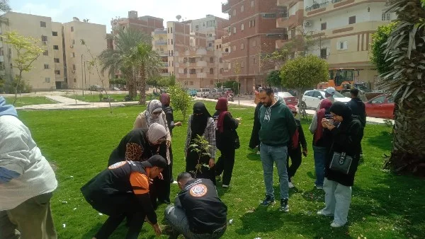 زراعة الأشجار في حديقة جاردن سيتي بالإسماعيلية