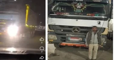 سائق نقل يخالف قوانين المرور ويتعرض للاعتقال