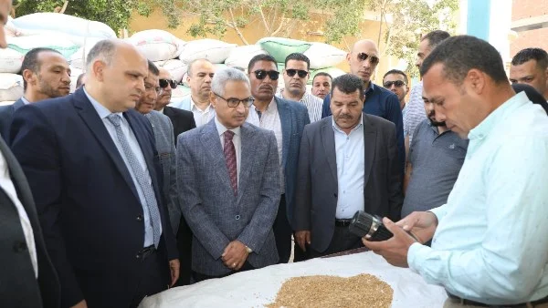 محافظ بني سويف يتفقد توريد القمح بمجمع مطاحن الواسطى