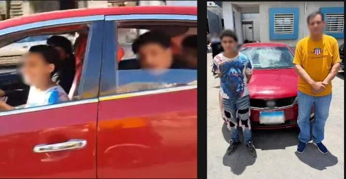 ضبط طفل يقود سيارة برعونة في الإسكندرية