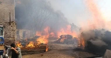 حريق هائل في شونة كتان بالغربية