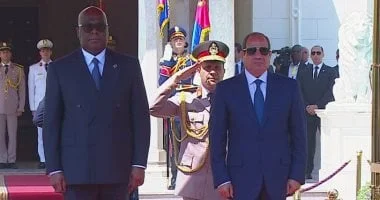 السيسي يستقبل رئيس الكونغو الديمقراطية في قصر الاتحادية
