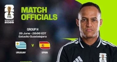 إسماعيل الفاتح يدير مباراة أوروجواي وإسبانيا بكأس العالم