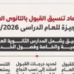 تنسيق القبول بالثانوي العام في الجيزة 2027/2026