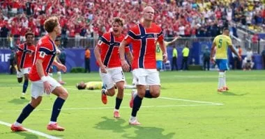 هالاند نجم مباراة النرويج ضد البرازيل في كأس العالم