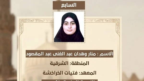 منار وهدان تحقق المركز السابع في الثانوية الأزهرية